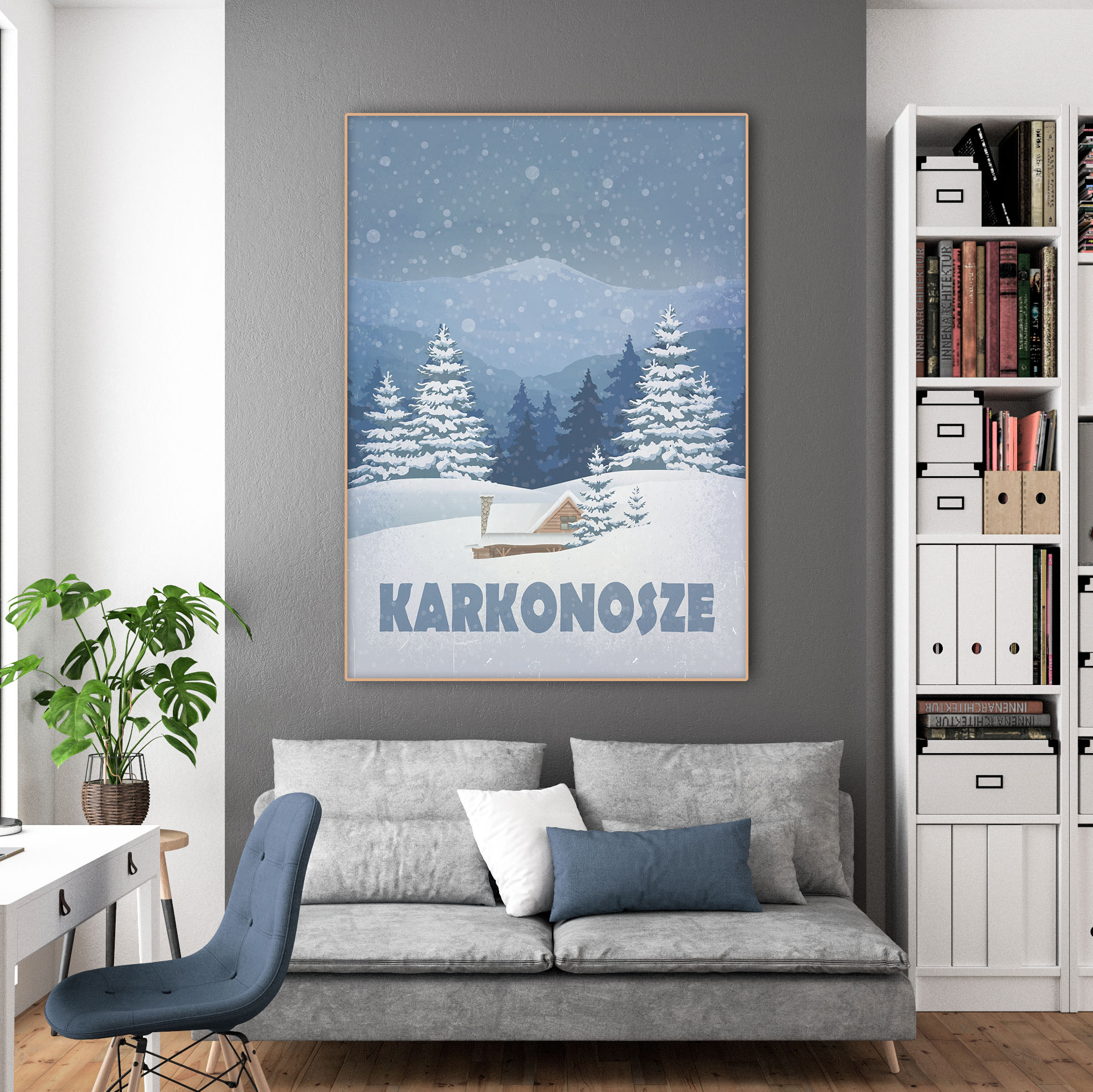 plakat karkonosze plakat śnieżka zima śnieg grafika zima w karkonoszach sklep z plakatami