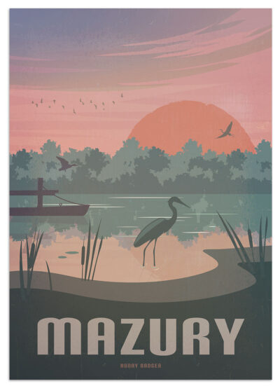 Plakat Mazury dzikie mazury grafika vintage