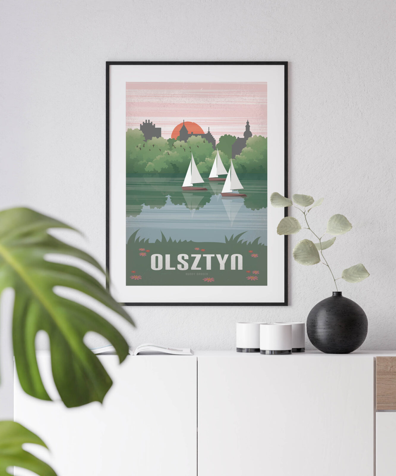 Plakat Olsztyn grafika retro Vintage Warmia